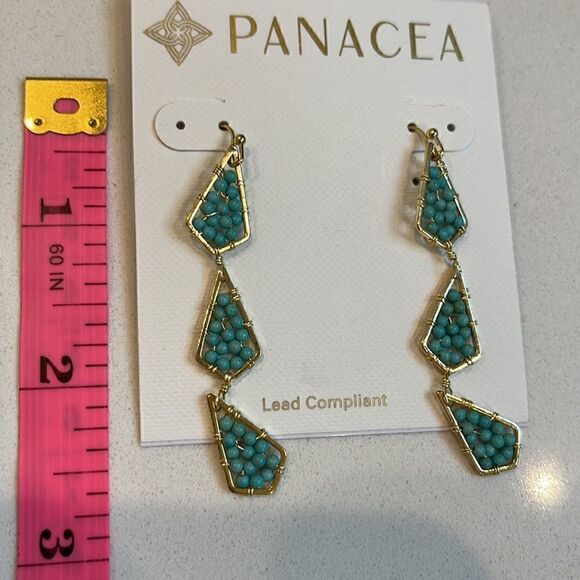 NWT PANACEA Triple Bead Drop Earrings - Picture 4 of 6
